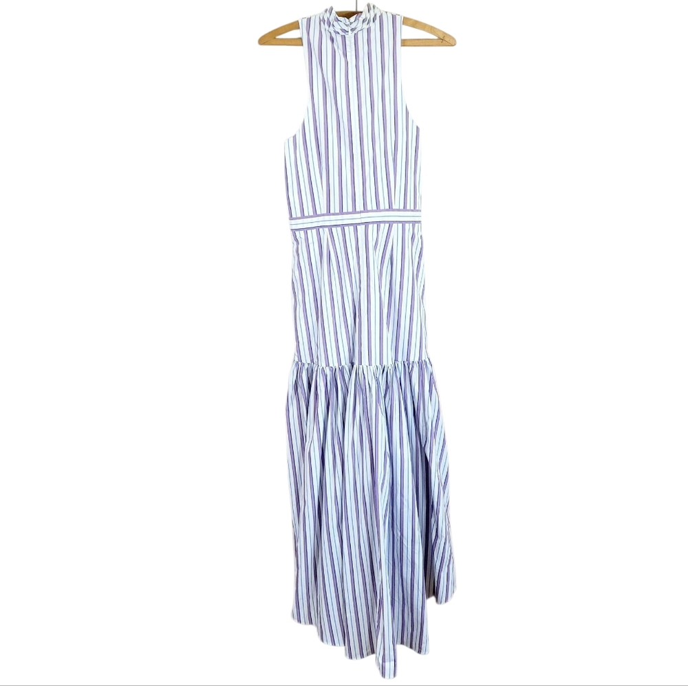 NWT VERONICA BEARD Radley Multi Stripe Poplin Criss Cross Halter Sun Dress 4 - Picture 7 of 16
